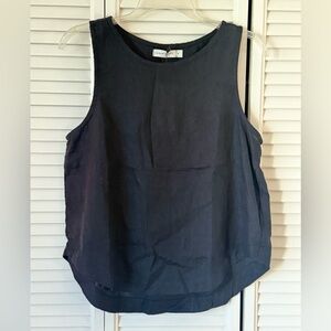 LANHTROPY 100% Linen Black Elegant Sleeveless Top
